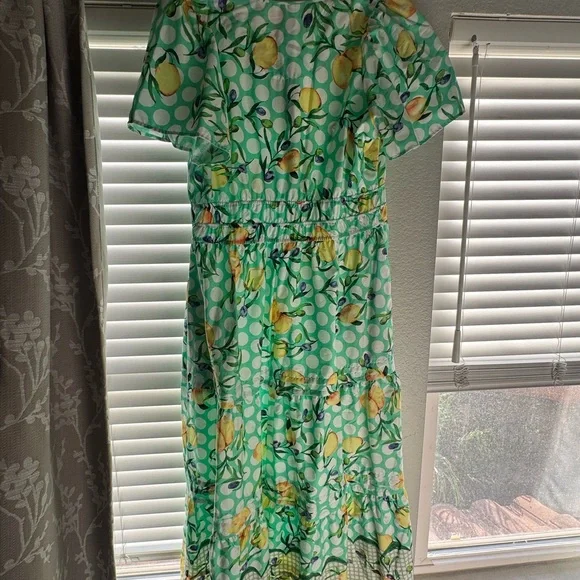 Lemon Polka Dot Anthropologie Somerset Maxi Dress - Picture 6 of 11